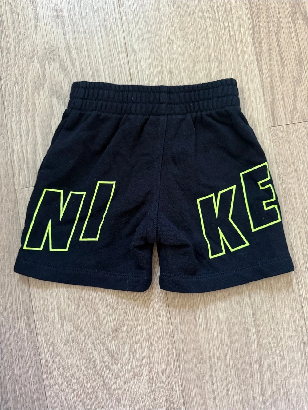 Nike Black Shorts with Neon Green Swoosh Size 18 Months